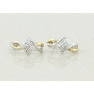 10k Yellow Gold Diamond Earrings J Hoop Earrings  .25 tcw hoops